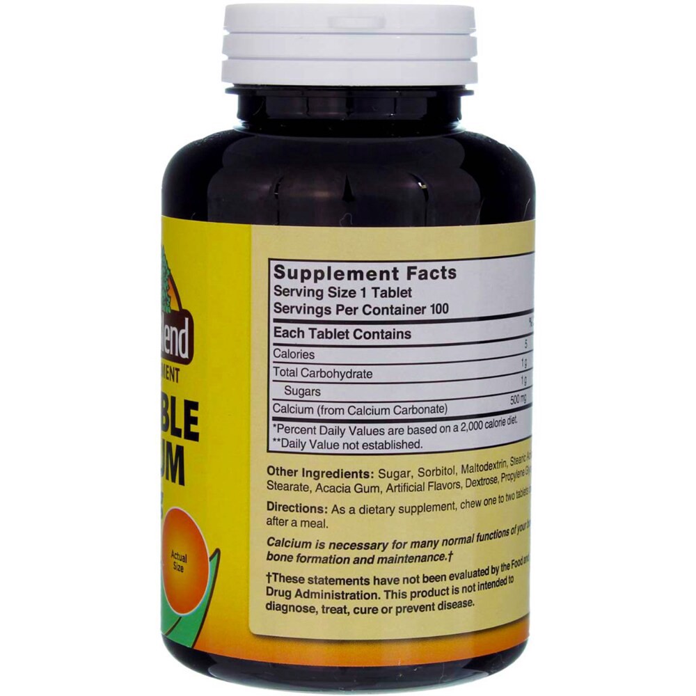 slide 4 of 6, Nature's Blend Chewable Calcium Tablets 500Mg 100 Count, 100 ct
