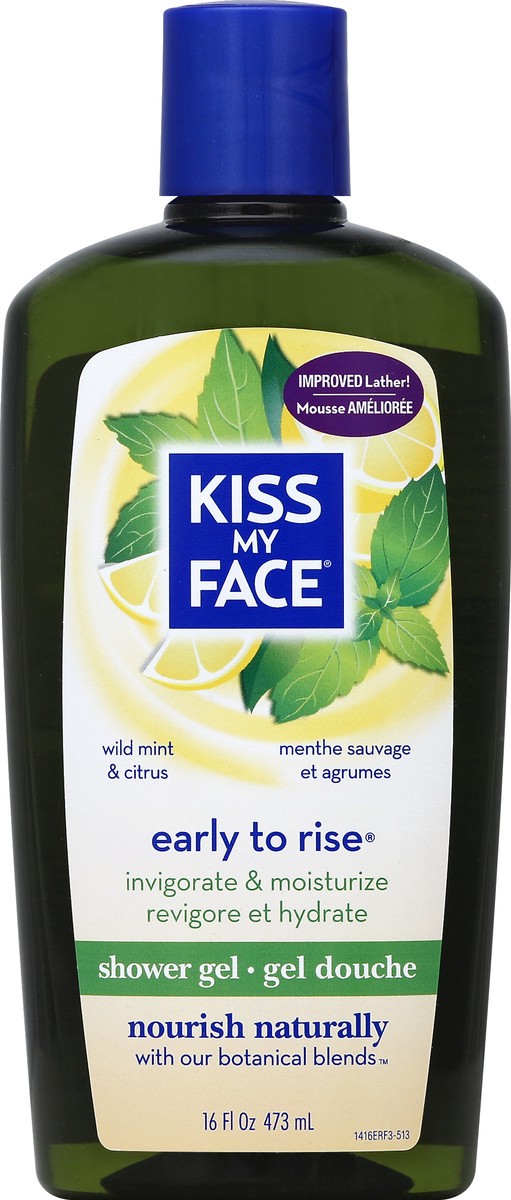 slide 2 of 2, Kiss My Face Early To Rise Wild Mint And Citrus Exhilarating Bath And Shower Gel, 16 oz