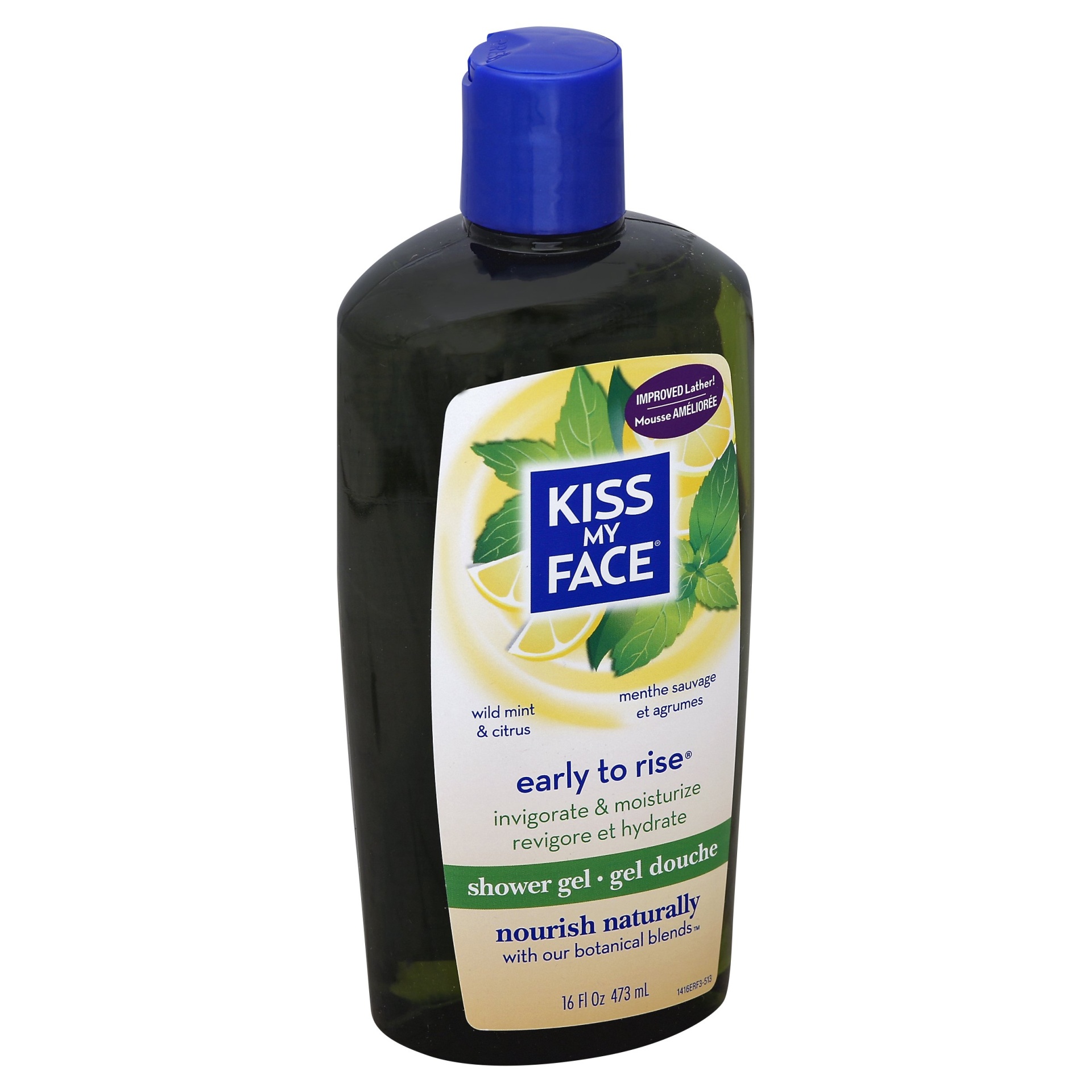 slide 1 of 2, Kiss My Face Early To Rise Wild Mint And Citrus Exhilarating Bath And Shower Gel, 16 oz