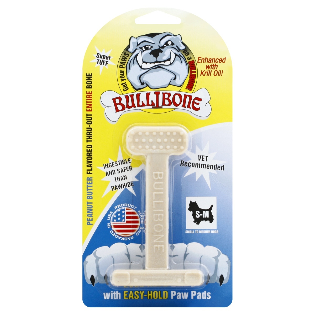 slide 1 of 7, Bullibone Dog Chew Nylon Oral Care Bone Peanut Butter Small - Each, 1 ct