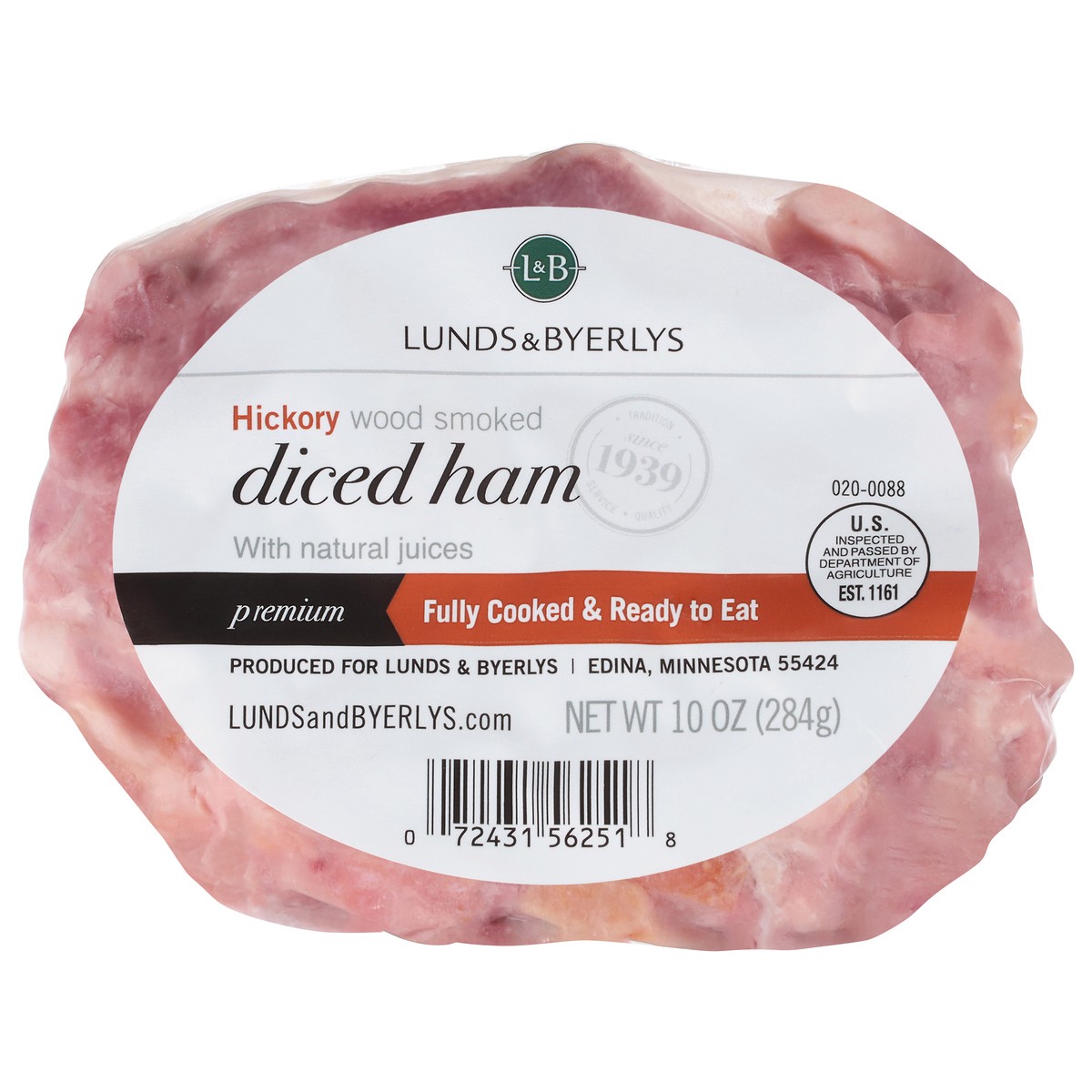 slide 1 of 4, Lunds & Byerlys Premium Diced Hickory Wood Smoked Ham with Natural Juices 10 oz, 10 oz
