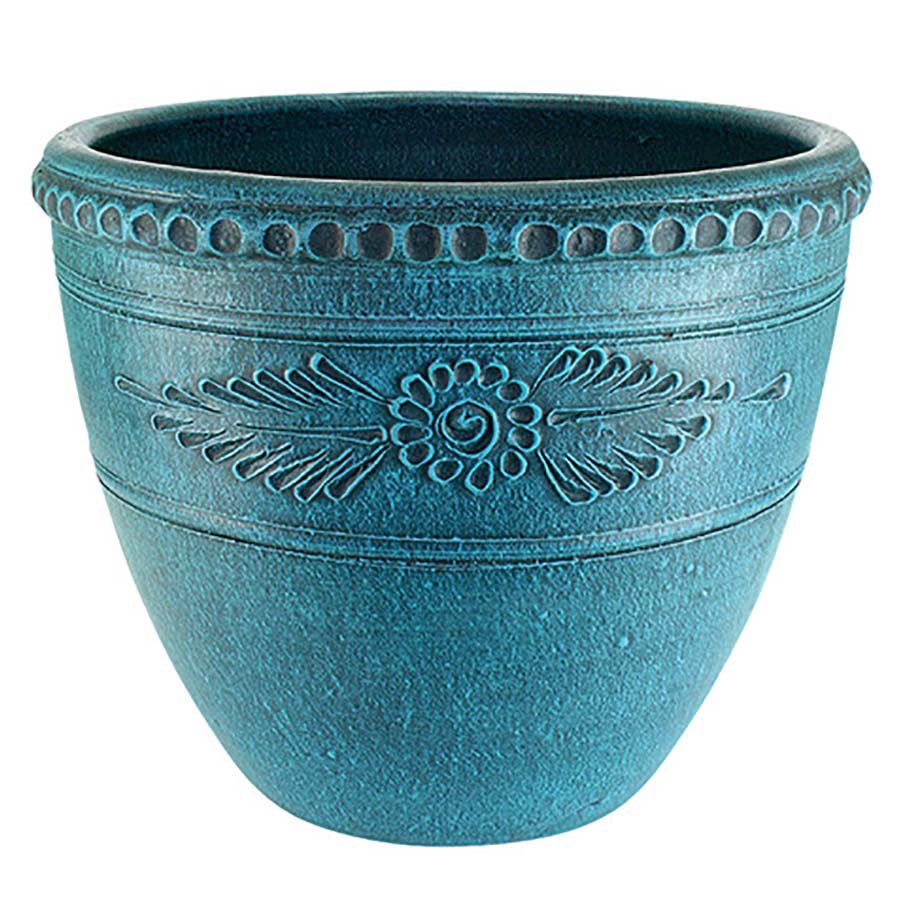 slide 1 of 1, PR Imports Turquoise Ornate Planter, 21 in