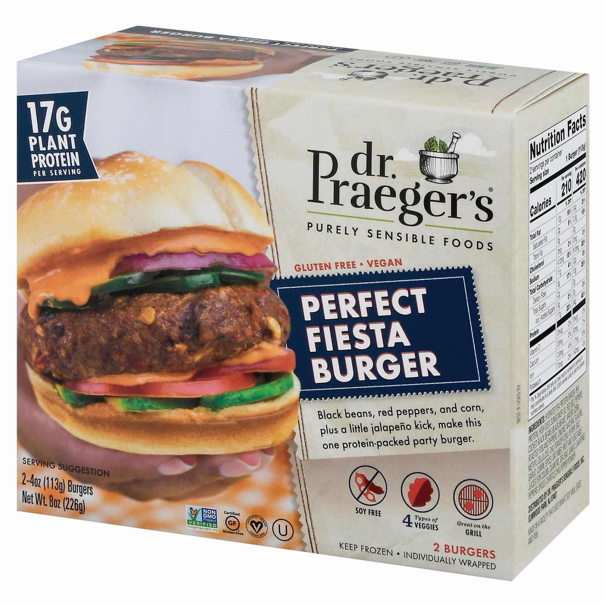 slide 3 of 9, Dr. Praeger's Perfect Fiesta Burger 2 ea, 10.5 oz