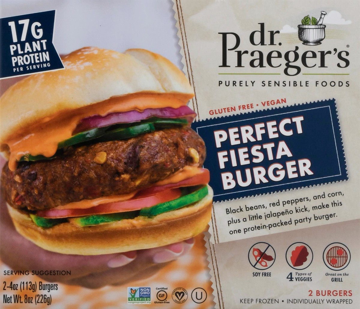 slide 4 of 9, Dr. Praeger's Perfect Fiesta Burger 2 ea, 10.5 oz