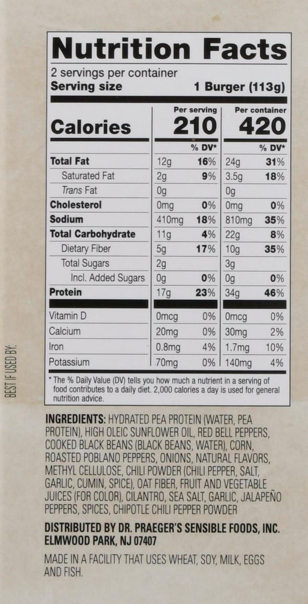 slide 6 of 9, Dr. Praeger's Perfect Fiesta Burger 2 ea, 10.5 oz