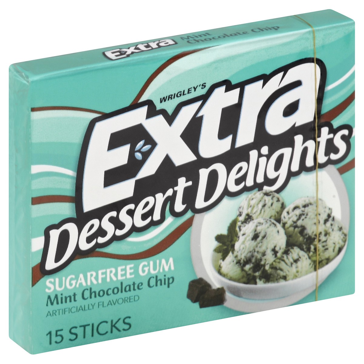 slide 3 of 4, Extra Dessert Delights Mint Chocolate Chip Sugarfree Gum, single pack, 15 pc