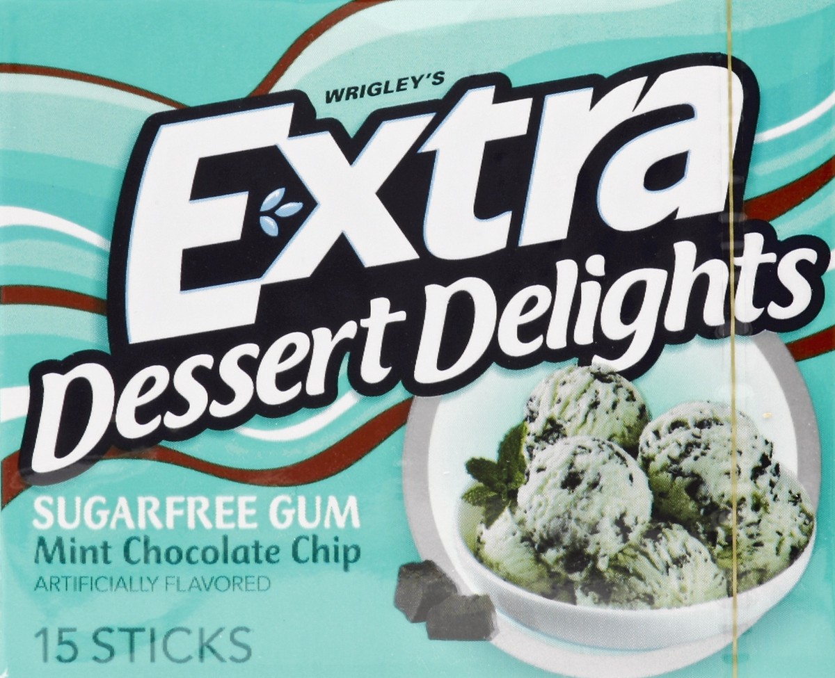 slide 1 of 4, Extra Dessert Delights Mint Chocolate Chip Sugarfree Gum, single pack, 15 pc