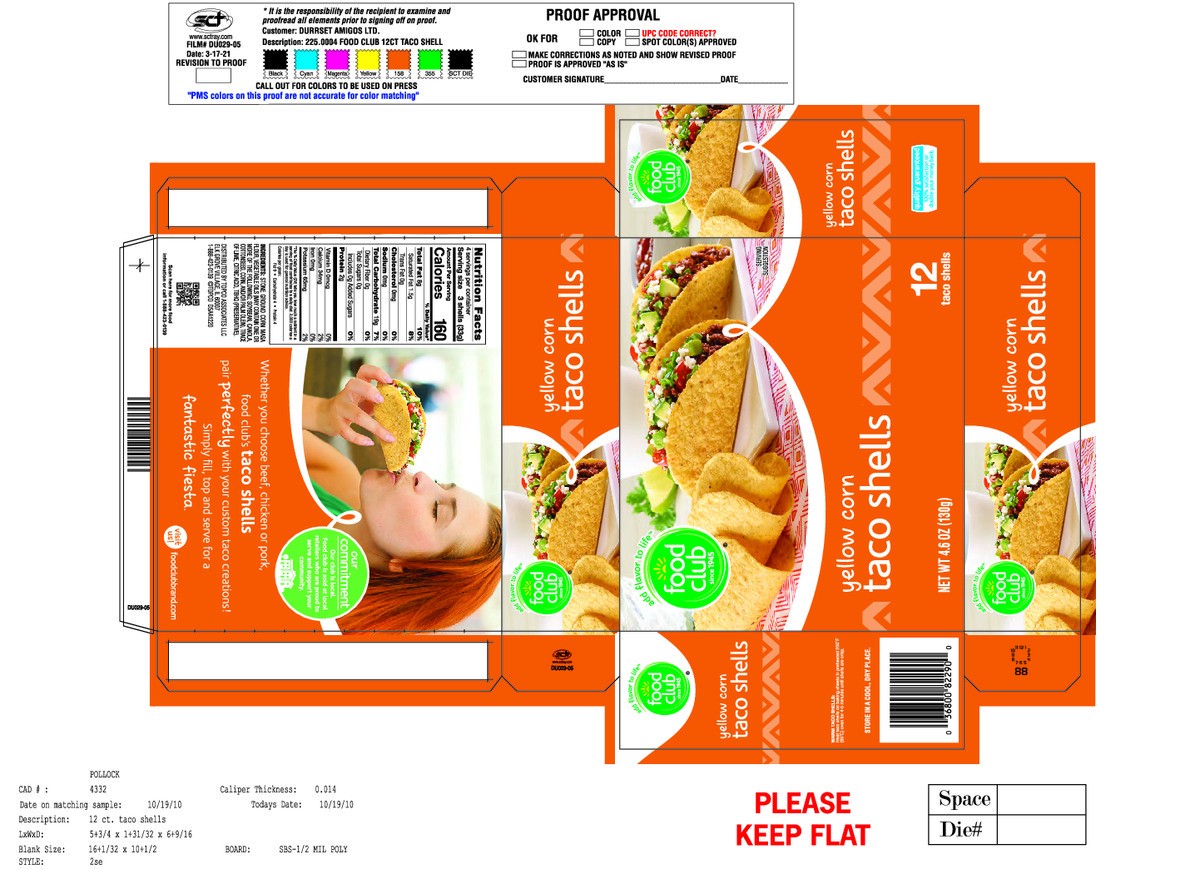 slide 2 of 2, Food Club Yellow Corn Taco Shells 12 ea, 12 ct