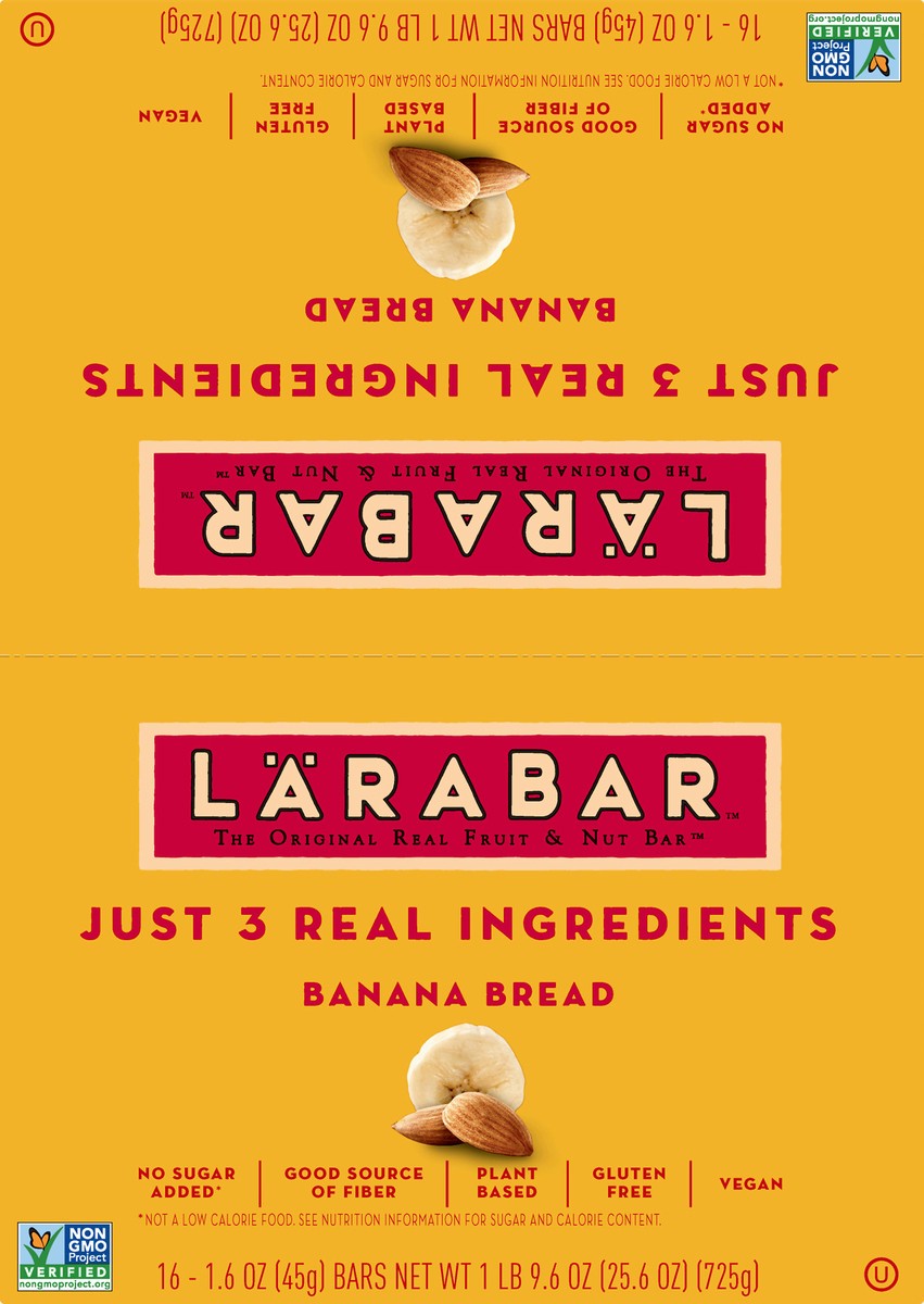 slide 12 of 13, LÄRABAR Banana Bread, Gluten Free Vegan Fruit & Nut Bar, 1.6 oz Bars, 16 Ct, 16 ct
