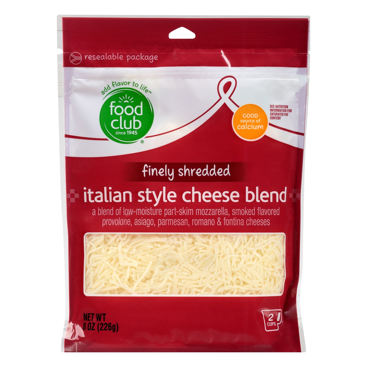 slide 1 of 6, Food Club Finely Shredded Italian Style Cheese Blend 8 oz, 8 oz