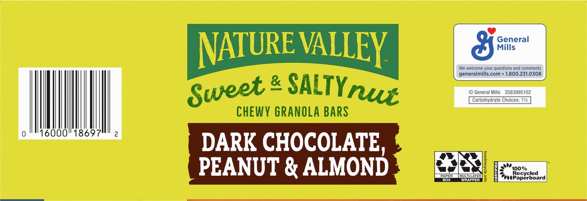 slide 3 of 8, Nature Valley Granola Bars, Sweet and Salty Nut, Dark Chocolate Peanut and Almond, 18 Bars, 21.6 OZ, 18 ct
