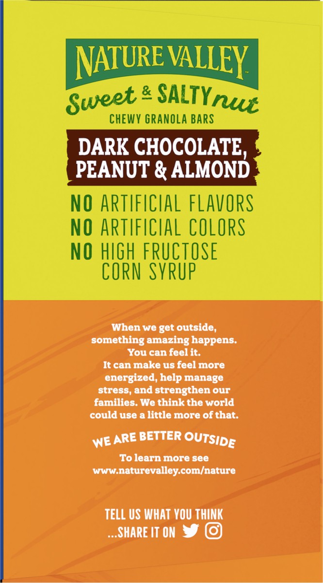 slide 8 of 8, Nature Valley Granola Bars, Sweet and Salty Nut, Dark Chocolate Peanut and Almond, 18 Bars, 21.6 OZ, 18 ct