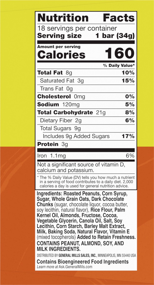 slide 2 of 8, Nature Valley Granola Bars, Sweet and Salty Nut, Dark Chocolate Peanut and Almond, 18 Bars, 21.6 OZ, 18 ct