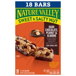 Nature Valley Granola Bars, Sweet and Salty Nut, Dark Chocolate Peanut and Almond, 18 Bars, 21.6 OZ