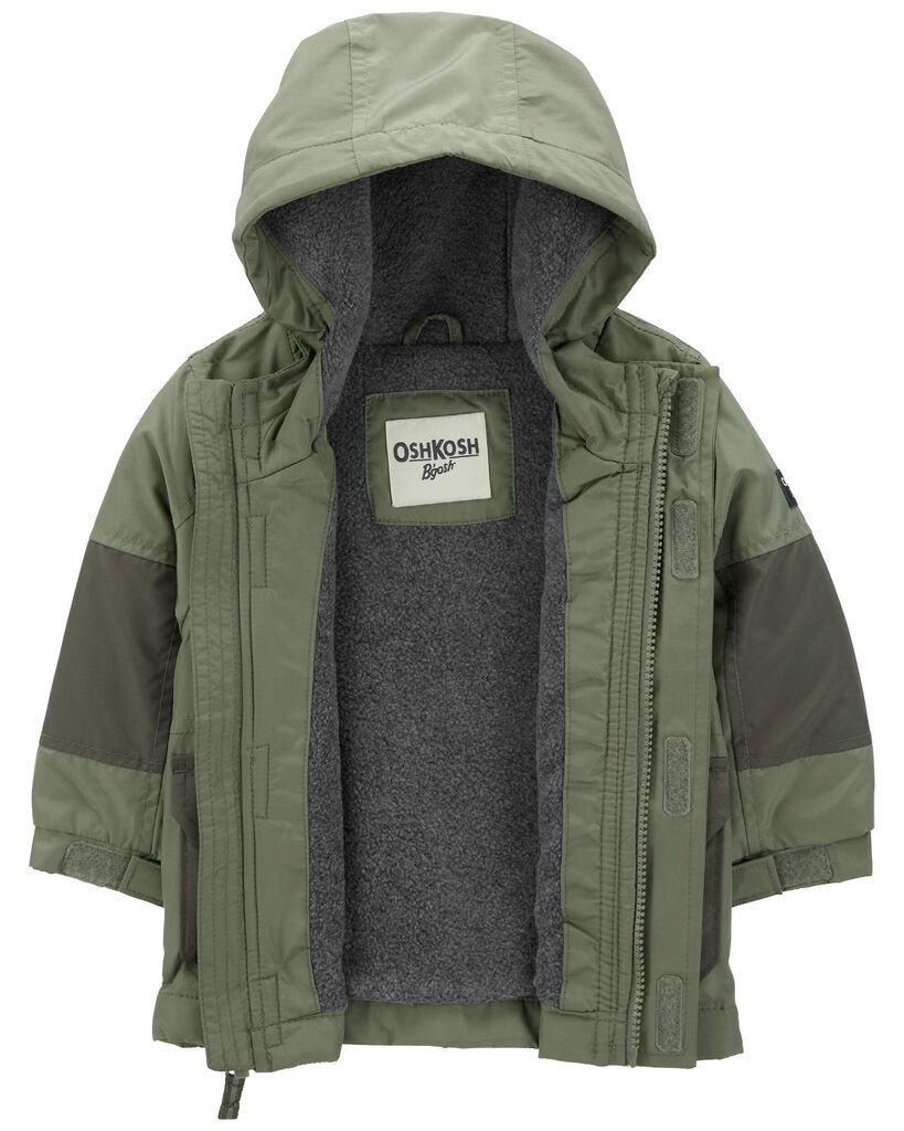 slide 3 of 3, Oshkosh Baby Fleece-Lined Midweight Utility Jacket Olive 24M, 1 ct