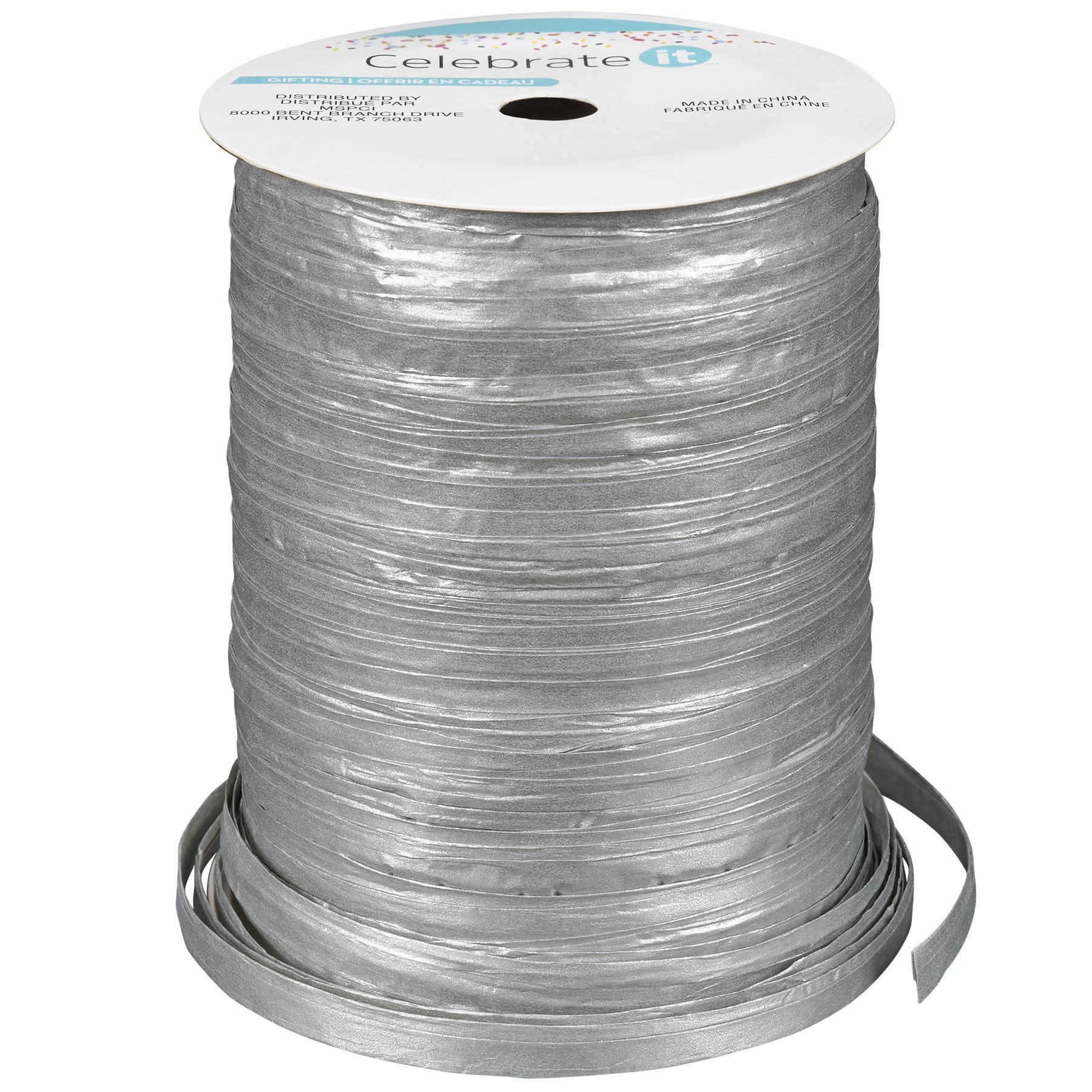 slide 2 of 3, 75yd. Silver Metallic Raffia Ribbon By Celebrate It, 75 yd