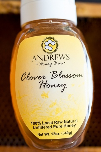 slide 1 of 1, andrews Honey Bees Clover Blossom Honey, 12 oz