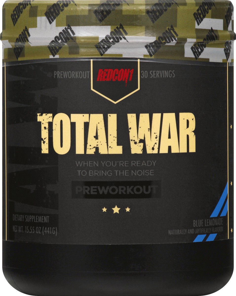 slide 4 of 7, Total War Redcon1 Total War Blue Lemonade Pre Workout, 15 oz