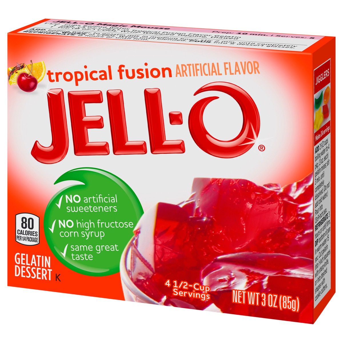 slide 2 of 13, Jell-O Tropical Fusion Instant Gelatin Mix, 3 oz Box, 3 oz