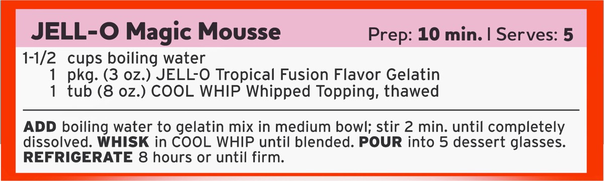 slide 7 of 13, Jell-O Tropical Fusion Instant Gelatin Mix, 3 oz Box, 3 oz