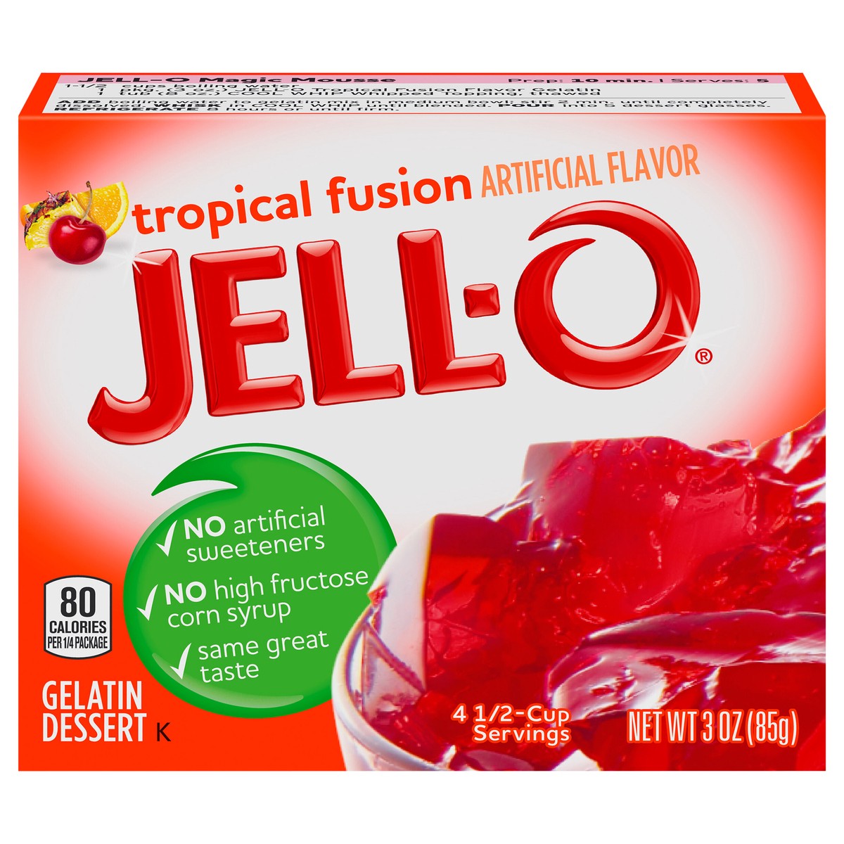 slide 8 of 13, Jell-O Tropical Fusion Instant Gelatin Mix, 3 oz Box, 3 oz