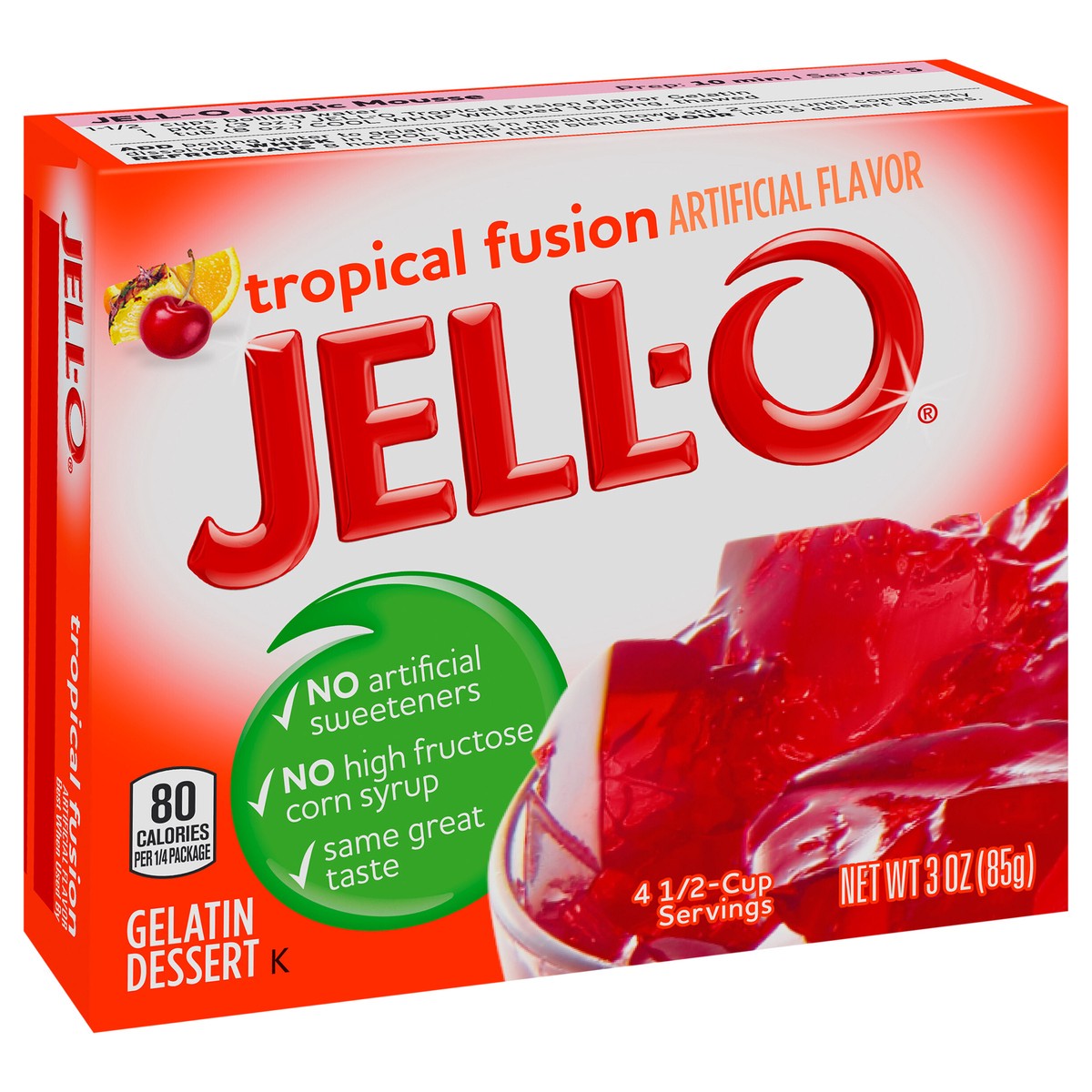 slide 9 of 13, Jell-O Tropical Fusion Instant Gelatin Mix, 3 oz Box, 3 oz