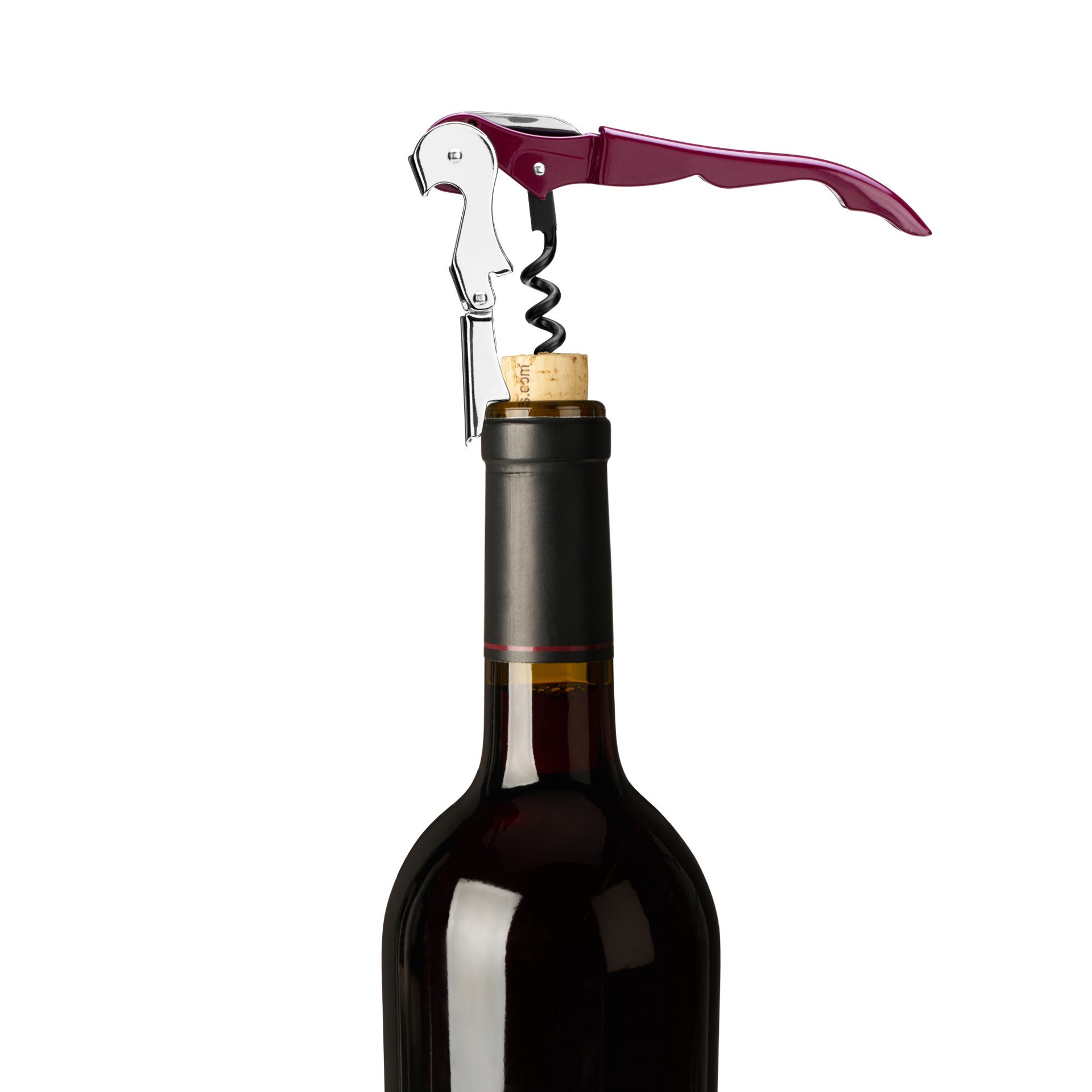 slide 2 of 5, True TrueTap Double Hinged Waiter's Corkscrew, Burgundy Wine Bottle Opener with Foil Cutter, Wine Key, 1 ct