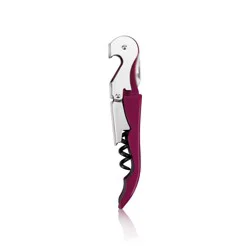 Truetap Double Hinged Waiter's Corkscrew, Burgundy Wine Bottle Opener with Foil Cutter, Wine Key