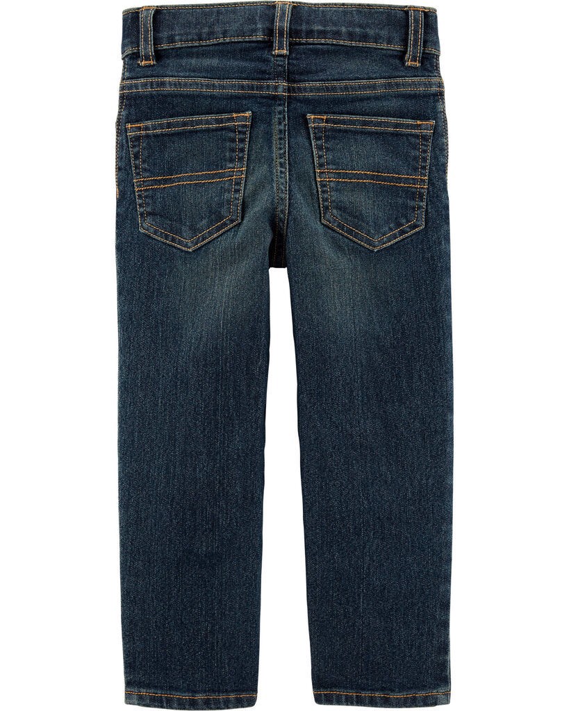slide 5 of 5, Oshkosh Toddler Faded Dark Wash Straight-Leg Jeans Authentic Tinted Wash 2T, 2T