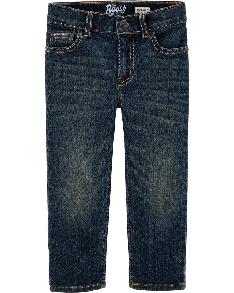 slide 2 of 5, Oshkosh Toddler Faded Dark Wash Straight-Leg Jeans Authentic Tinted Wash 2T, 2T