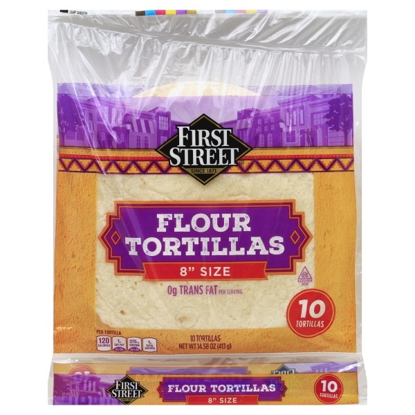 slide 1 of 1, First Street Soft Taco Flour Tortilla, 10 ct