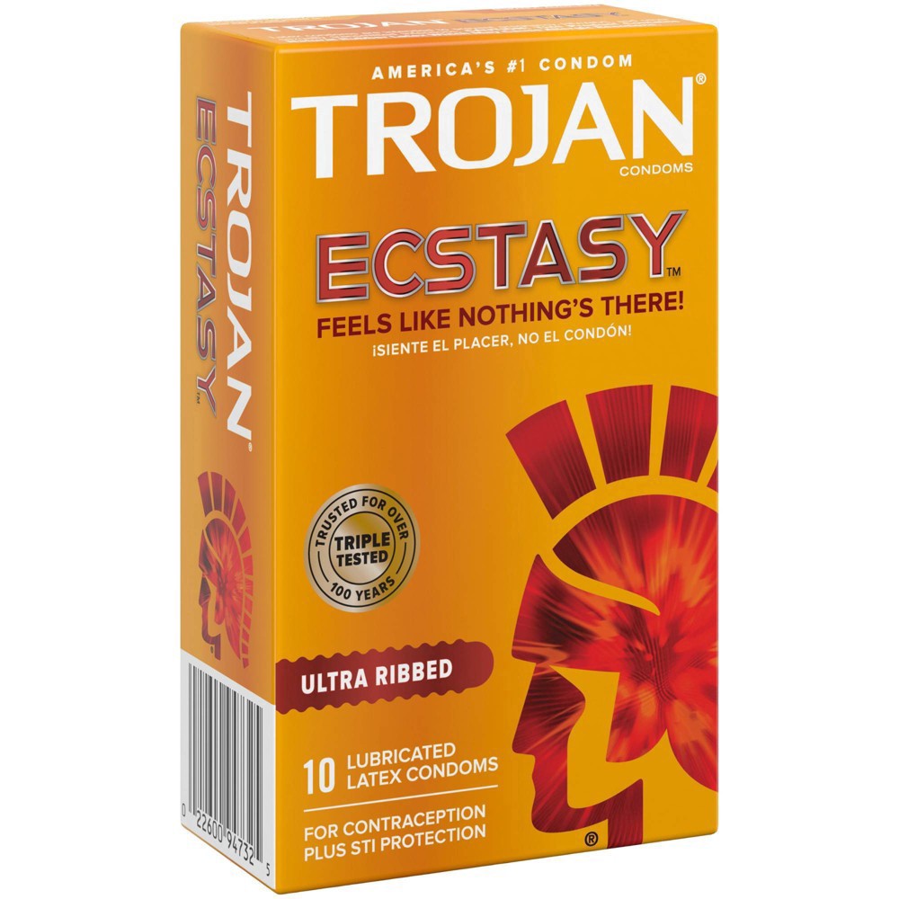 slide 2 of 9, Trojan Ultra Ribbed Ecstasy Ultrasmooth Lubricated Condoms - 10ct, 10 ct