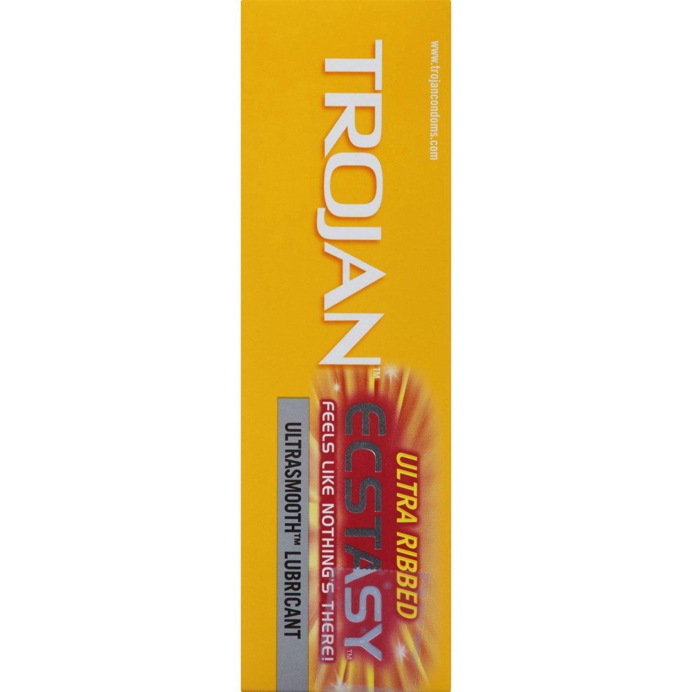 slide 5 of 9, Trojan Ultra Ribbed Ecstasy Ultrasmooth Lubricated Condoms - 10ct, 10 ct