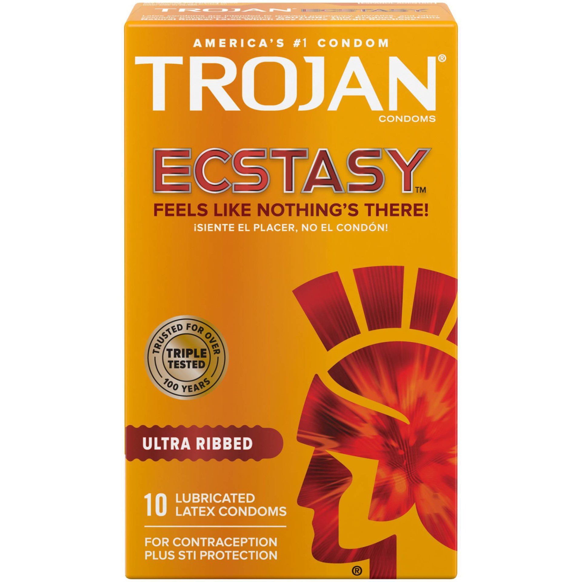 slide 1 of 9, Trojan Ultra Ribbed Ecstasy Ultrasmooth Lubricated Condoms - 10ct, 10 ct