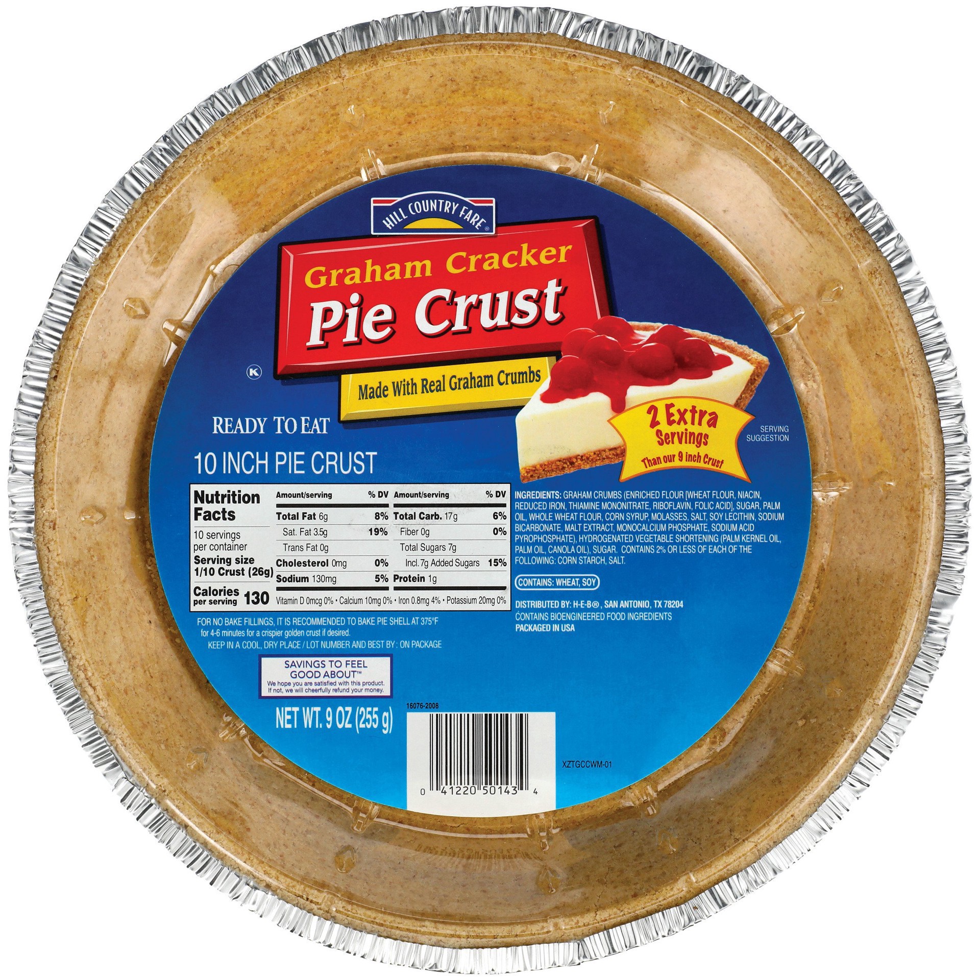 slide 1 of 1, Hill Country Fare Graham Cracker 10 in Pie Crust, 9 oz