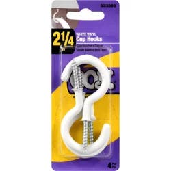 Hillman OOK White Vinyl Cup Hooks, 2-1/4"