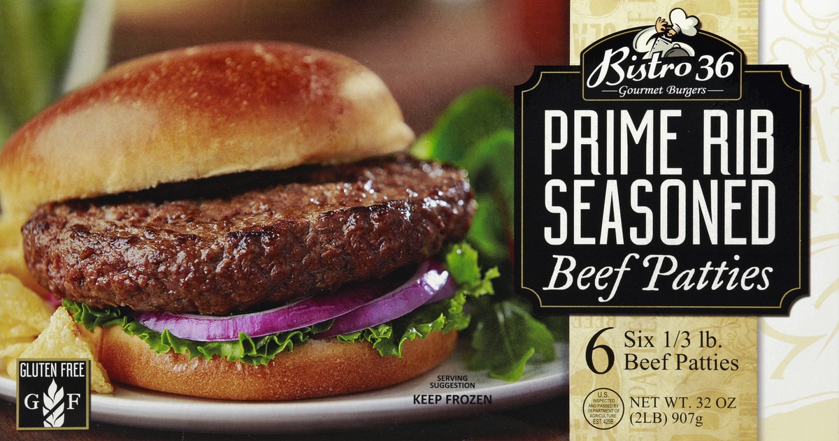 slide 4 of 4, Bistro 36 Beef Patties 6 ea, 2 lb