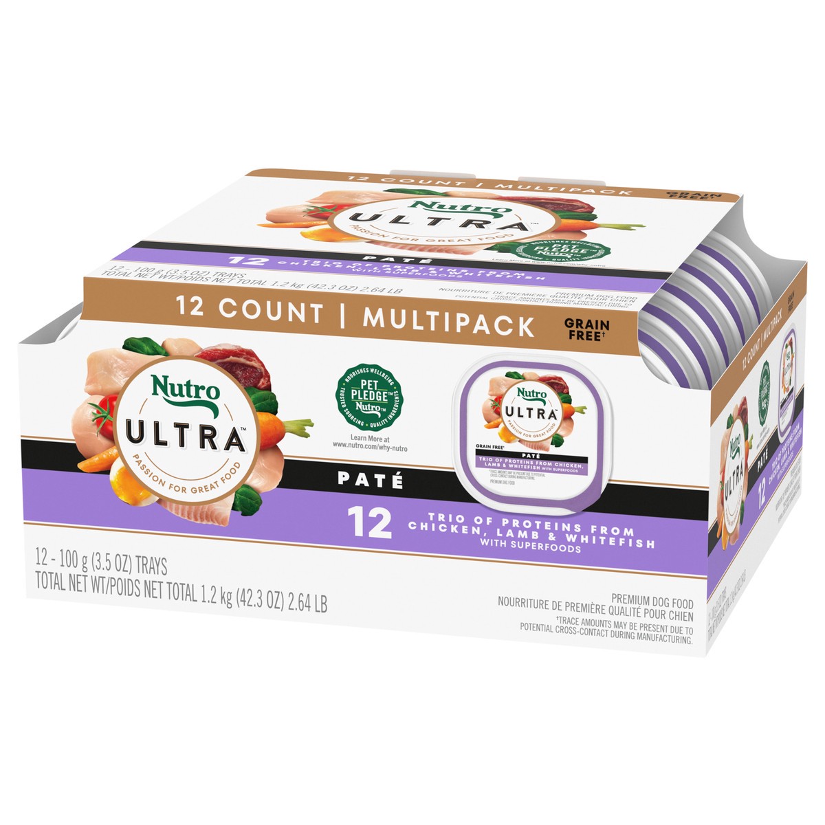 slide 14 of 16, Nutro Ultra Pate Dog Food Multipack 12 - 100 g Trays, 2.65 Lb