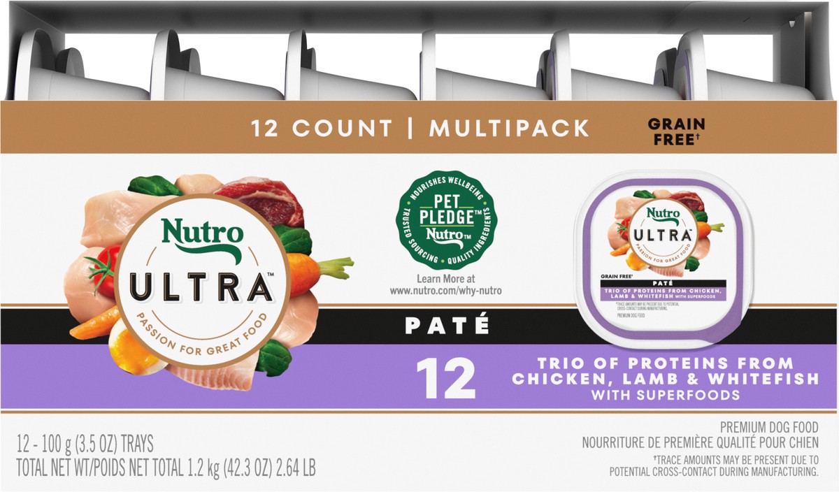 slide 10 of 16, Nutro Ultra Pate Dog Food Multipack 12 - 100 g Trays, 2.65 Lb