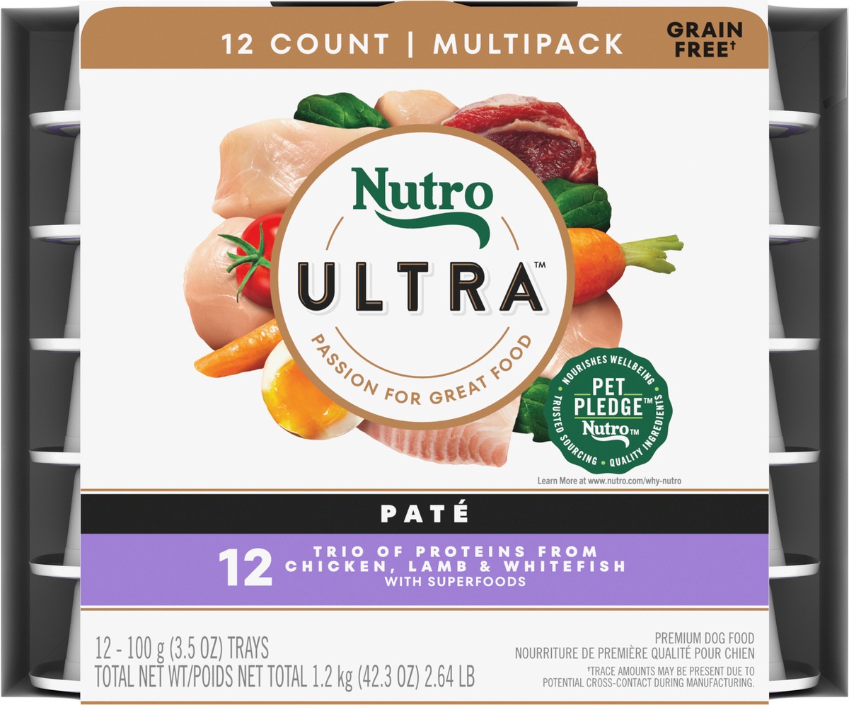 slide 12 of 16, Nutro Ultra Pate Dog Food Multipack 12 - 100 g Trays, 2.65 Lb