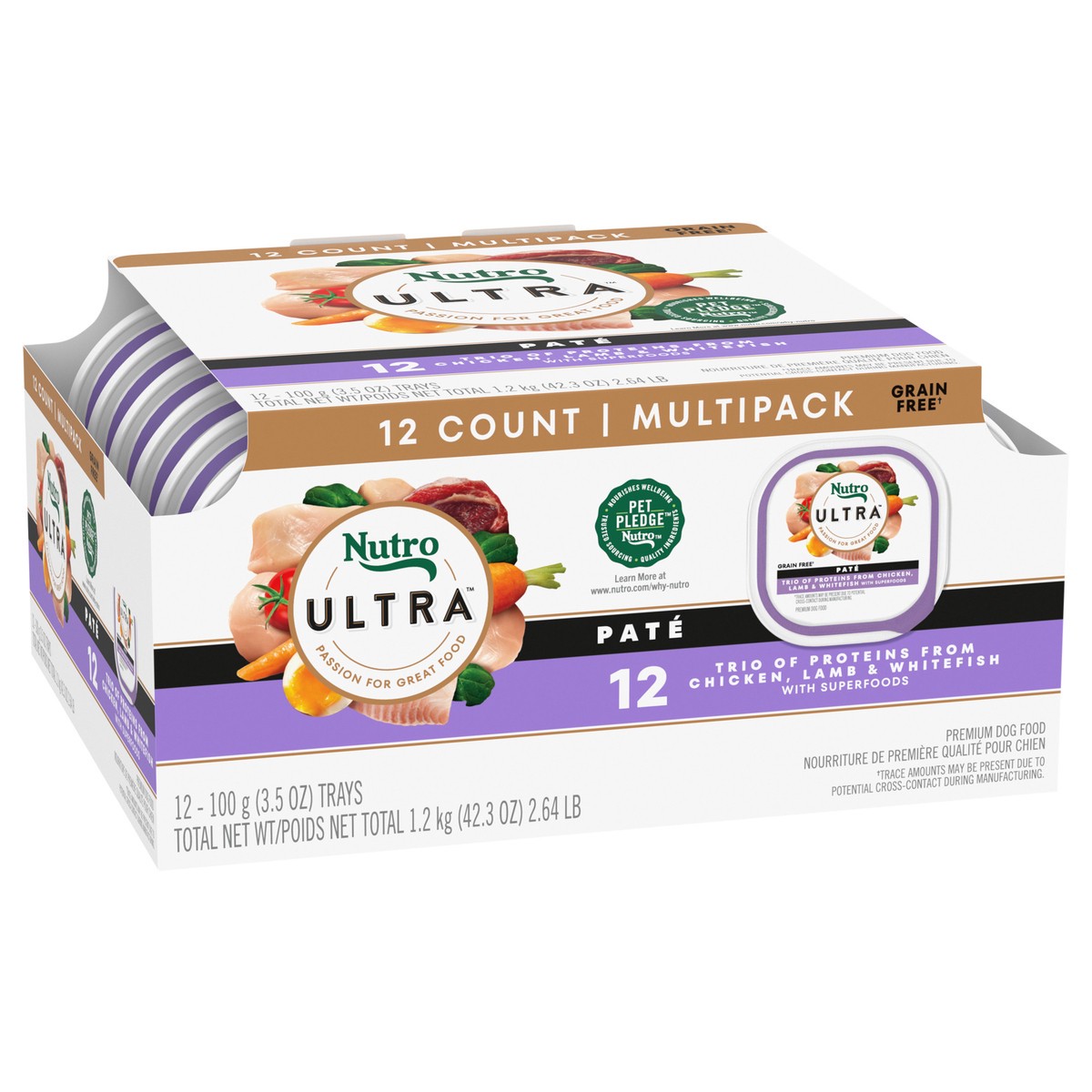 slide 3 of 16, Nutro Ultra Pate Dog Food Multipack 12 - 100 g Trays, 2.65 Lb