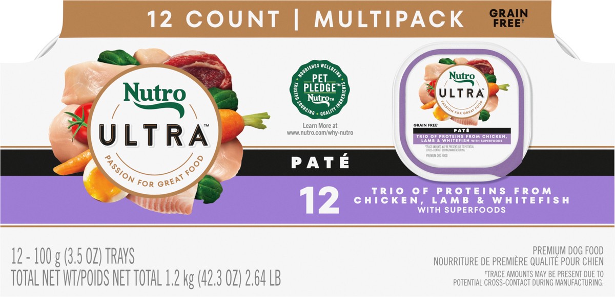 slide 11 of 16, Nutro Ultra Pate Dog Food Multipack 12 - 100 g Trays, 2.65 Lb