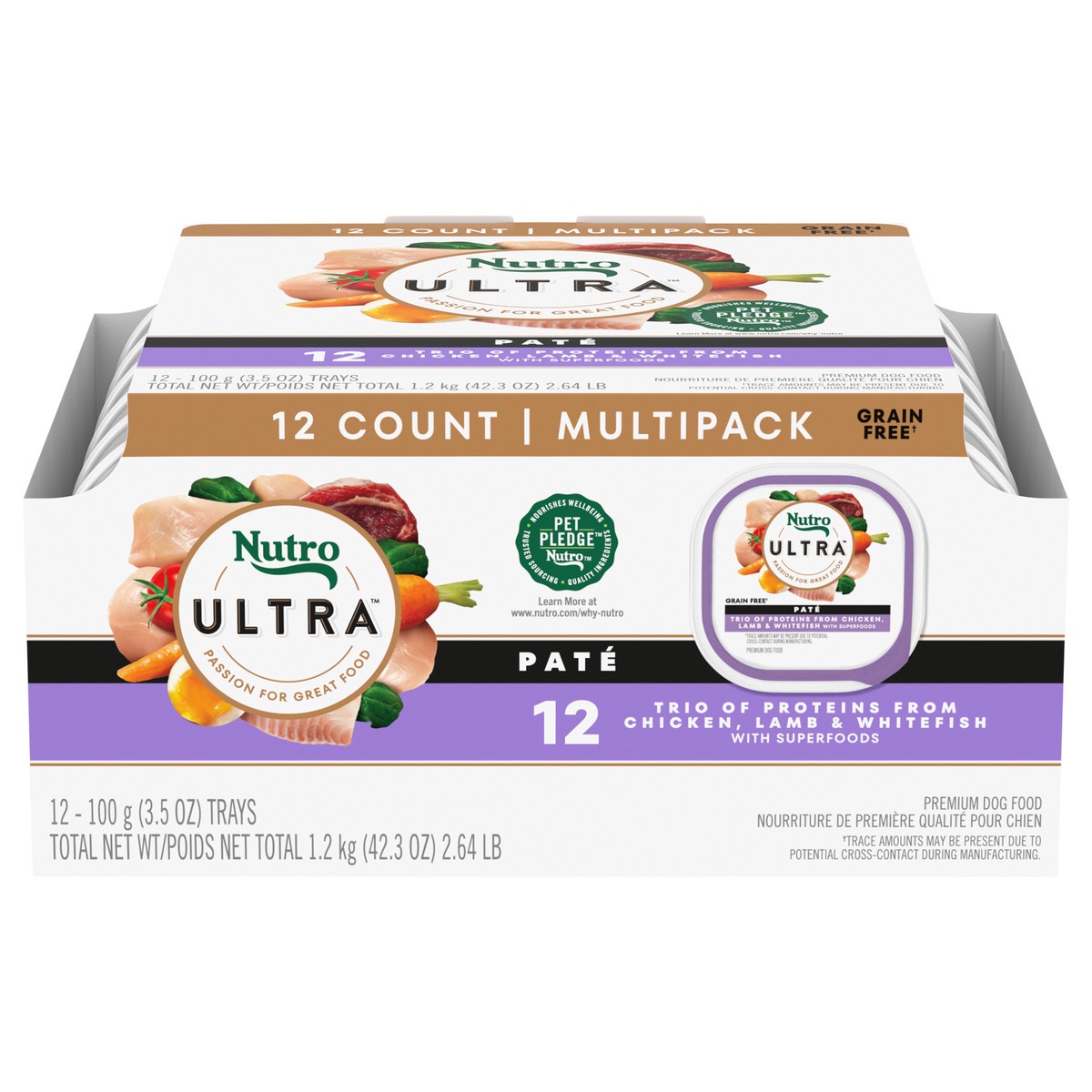 slide 1 of 16, Nutro Ultra Pate Dog Food Multipack 12 - 100 g Trays, 2.65 Lb