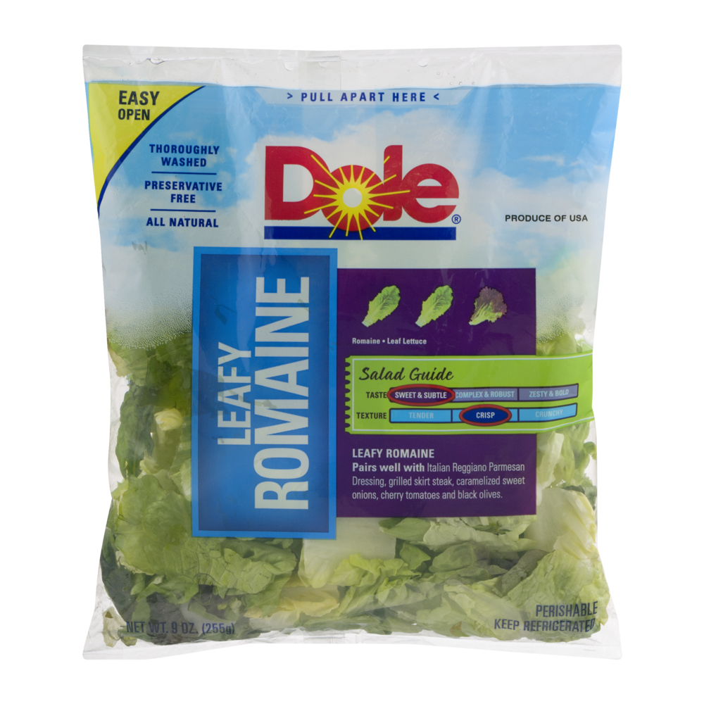 slide 1 of 1, Dole Leafy Romaine Salad Blend, 9 oz