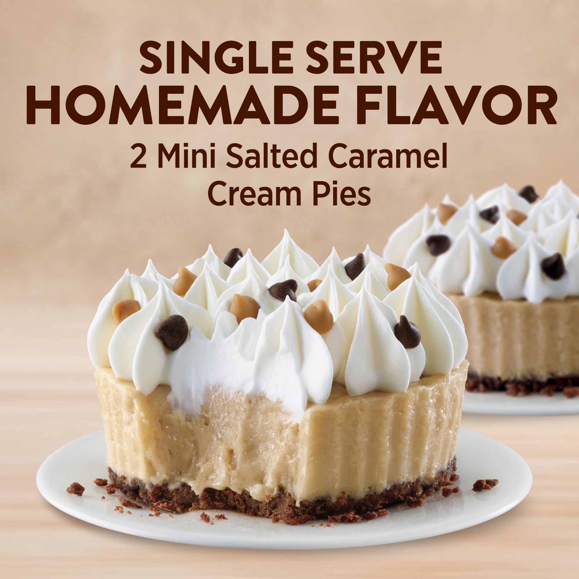 slide 3 of 5, Marie Callender's Salted Caramel Cream Flavored Mini Pies, 2 Pies, Frozen, 6 oz., 2 ct