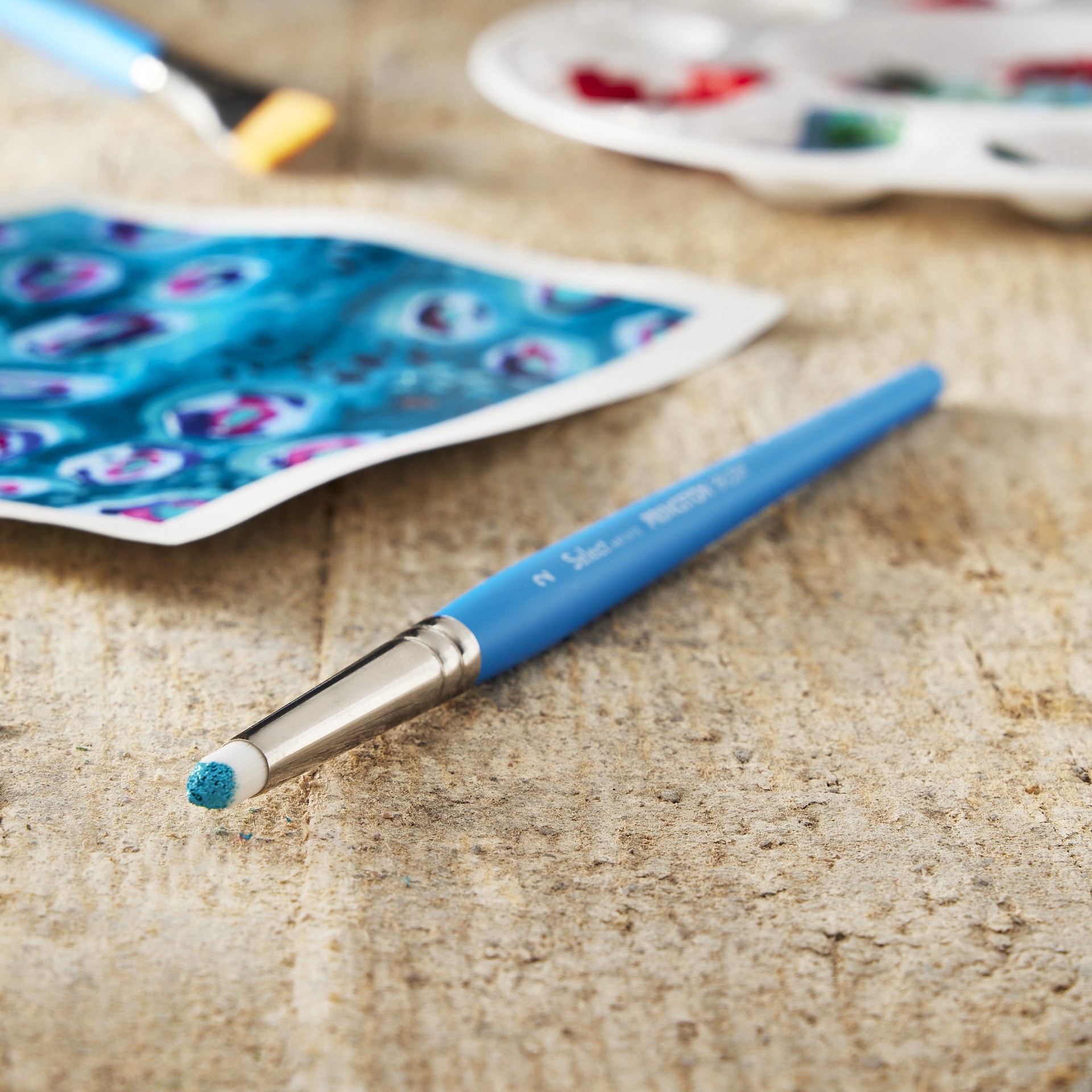 slide 2 of 5, Princeton Artist Brush Co Princeton Select Artiste Series 3750 Short Handle Fix-It Scrubber Brush, size 2