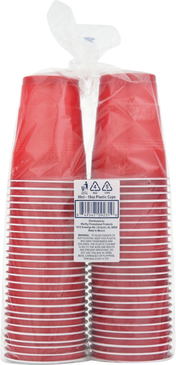slide 6 of 9, Worthy 18 Ounce Plastic Cups 50 ea, 50 ct