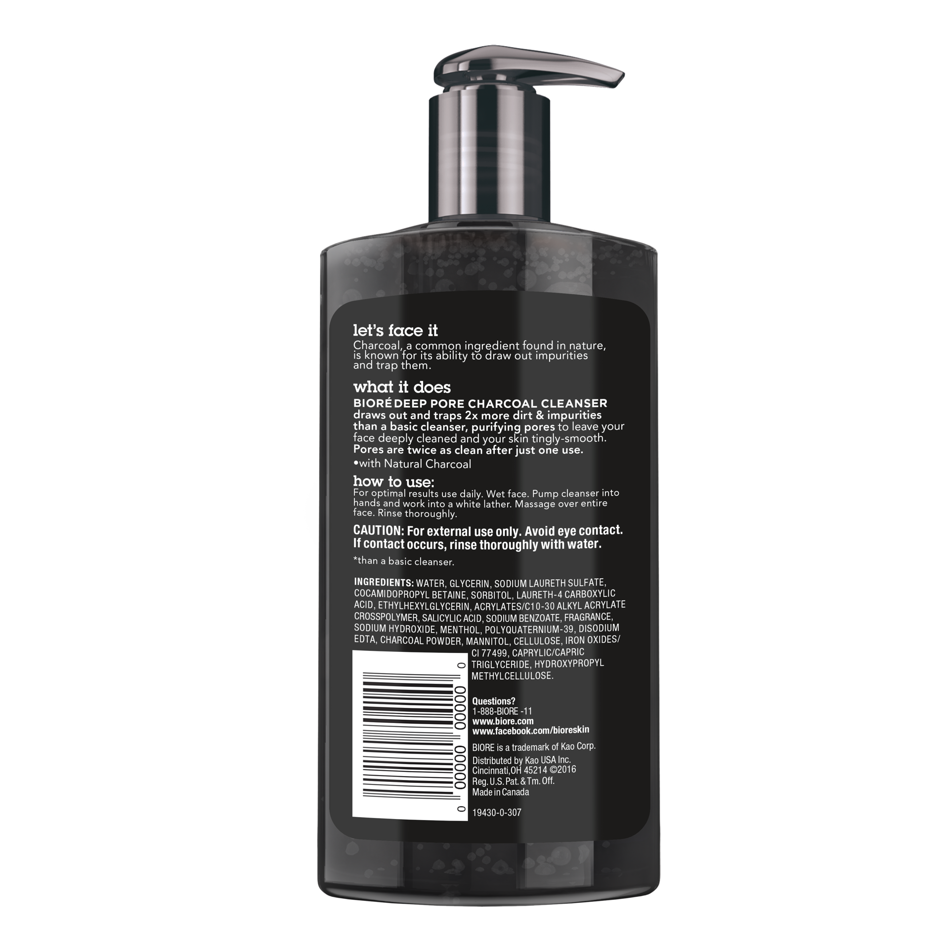 slide 2 of 2, Biore Charcoal Face Wash, Deep Pore Facial Cleanser, 6.77 fl oz