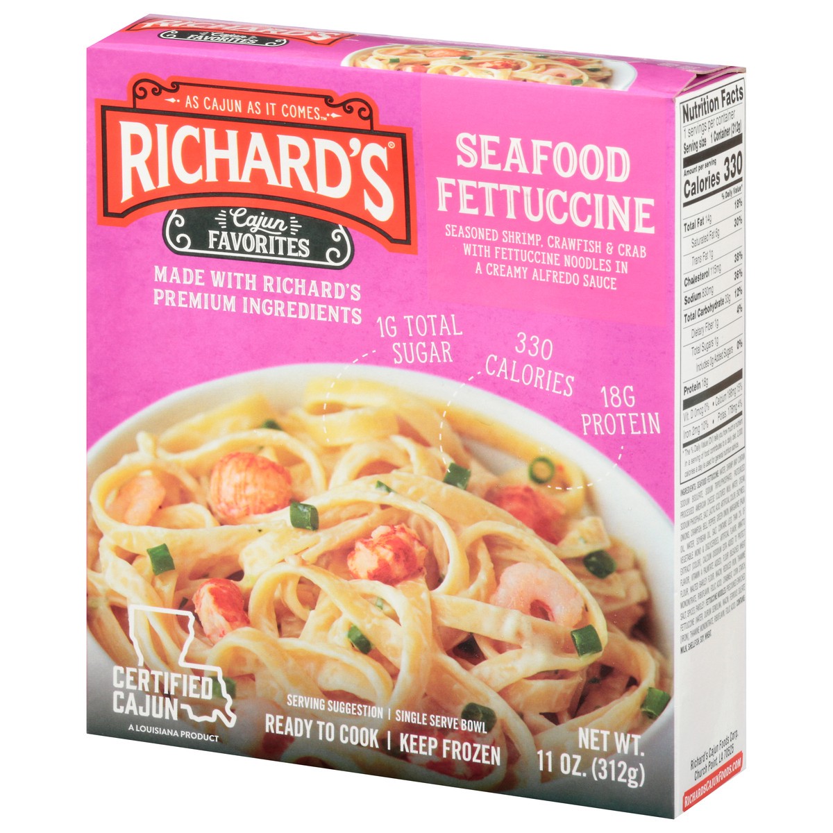 slide 13 of 14, Richard's Cajun Favorites Seafood Fettuccine, 11 oz