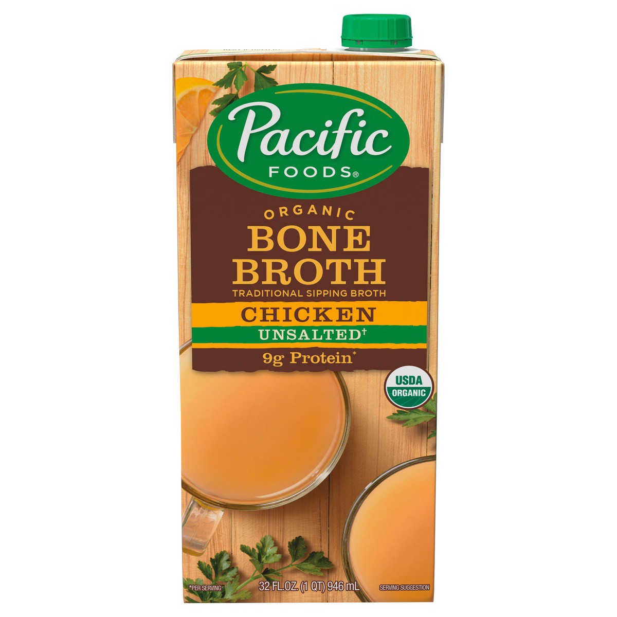 slide 1 of 5, Pacific Foods Organic Gluten Free Unsalted Chicken Bone Broth - 32oz, 32 oz